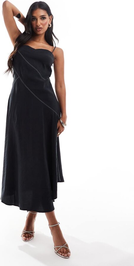 Asos Design Black Ruched Side Fitted Shirt Dress ASOS DESIGN Full