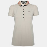 Thumbnail for your product : Burberry Beige Honeycomb Knit Nova Check Collar Detail Polo T-Shirt S