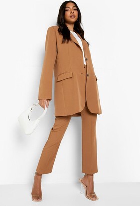 beige longline blazer