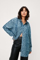 Thumbnail for your product : Nasty Gal Womens Palm Print Satin Oversized Shirt