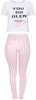 Thumbnail for your product : PrettyLittleThing Pink You Go Glen Legging Pyjama Set