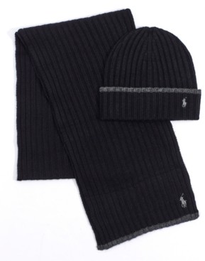 Polo Ralph Lauren Men's Classic Ribbed Hat and Scarf Set - ShopStyle