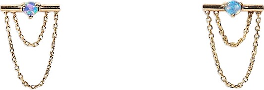 WWAKE 14K Yellow Gold Opal Linn Chain Drop Earrings