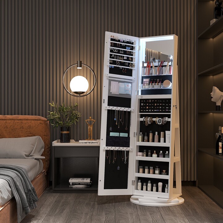 Loftland Swivel Jewelry Armoire Standing Jewelry Organizer with