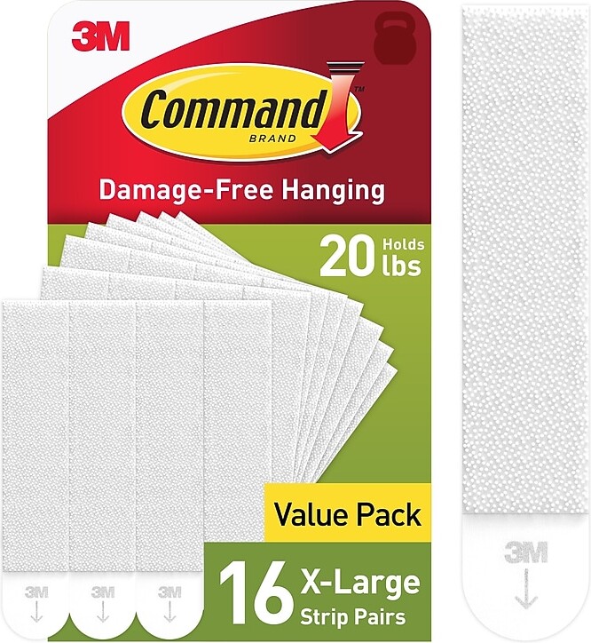 Command Extra Large Hanging Strips, 20 lb., White, 16 Pairs/Pack (17217-16NA)