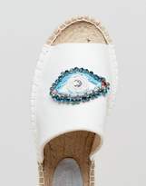 Thumbnail for your product : ASOS Just Looking Eye Embellished Espadrille Mules