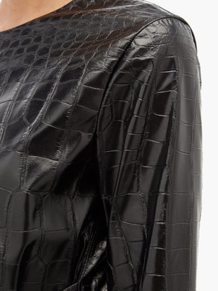MSGM Crocodile-effect Faux Leather Mini Dress - Black