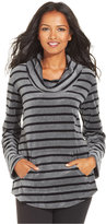 Thumbnail for your product : Style&Co. Sport Petite Cowl-Neck Striped Velour Top