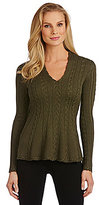 Thumbnail for your product : Antonio Melani Addie Cable-Knit V-neckline Peplum Sweater
