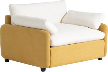 Latitude RunÂ® X43"Â oversizedÂ chenilleÂ accentÂ chairÂ withÂ wideÂ deepÂ seat,Â modernÂ colorÂ blockÂ armchairÂ withÂ pillowsÂ forÂ livingÂ room,Â brown