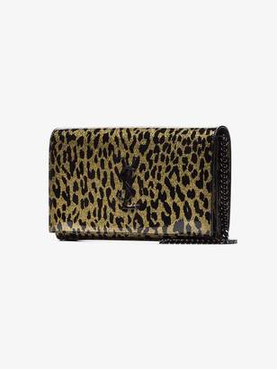 Saint Laurent gold and black kate leopard print shoulder bag