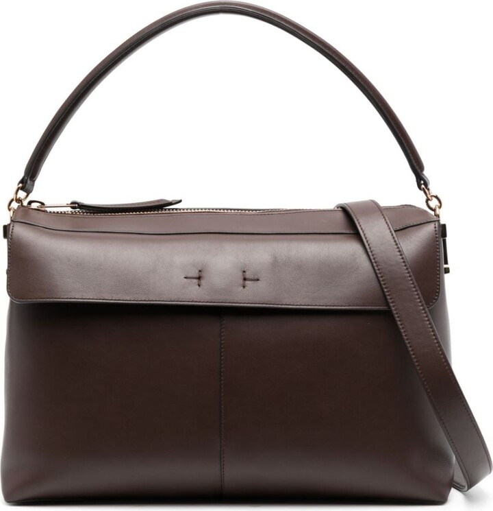 Women's Brown Leather Shoulder Mini Boston Bags