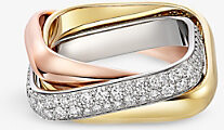 Cartier Womens Trinity 0.75ct Brilliant-Cut Diamond and 18ct White Yellow and Rose-Gold Ring 1 Size