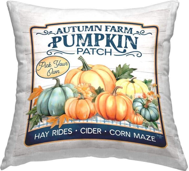Autumn Farm Pumpkin Patch Multi-Colored Print Polyester 18 in. x 18 in. Throw Pillow