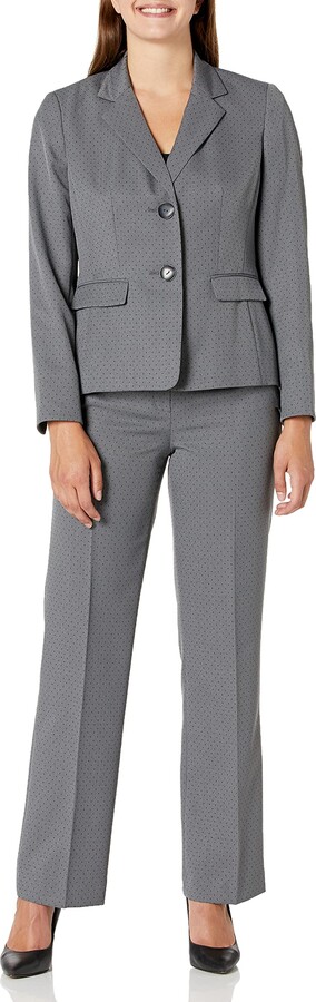 Le Suit Women's Cross Dye Melange 2 Button Peak Lapel Pant Suit 