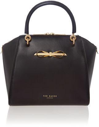 Ted Baker Black small metal bow leather tote bag