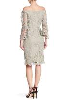 Thumbnail for your product : Marina Off-the-Shoulder Bell Sleeve Crochet Knit Dress