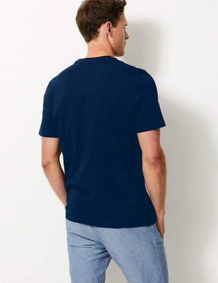 Marks and Spencer Pure Cotton Printed Crew Neck T-Shirt