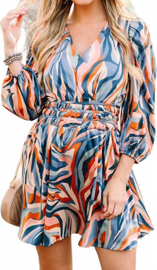 Tcec Groovy Mini Dress In Blue Abstract