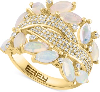 Effy Ethiopian Opal (1-3/4 ct. t.w.) &Diamond (5/8 ct. t.w.) Swirl Cluster Ring in 14k Gold