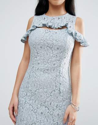 Miss Selfridge Petite Lace Cold Shoulder Mini Dress