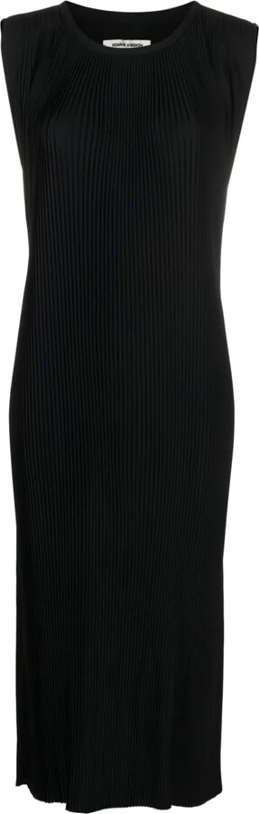 Pull plissé-crepe midi dress