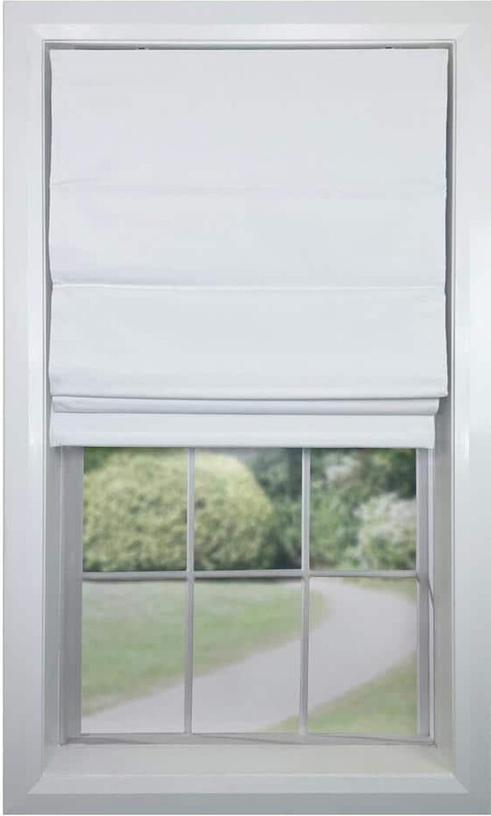 Versailles Home Fashions Ivory Cordless Blackout Polyester/Linen Roman Shades - 34 in. W x 63 in. L