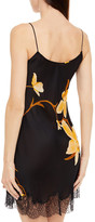 Thumbnail for your product : Carine Gilson Lace-trimmed Floral-print Silk-blend Chemise