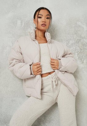 diamond quilted puffer jacket