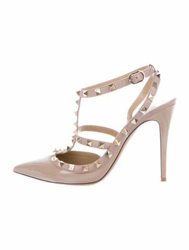 Valentino Rockstud Accents Patent Leather T-Strap Pumps - ShopStyle