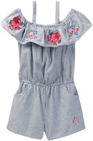 Thumbnail for your product : Betsey Johnson Striped Chambray Romper with Floral Embroidery (Little Girls)