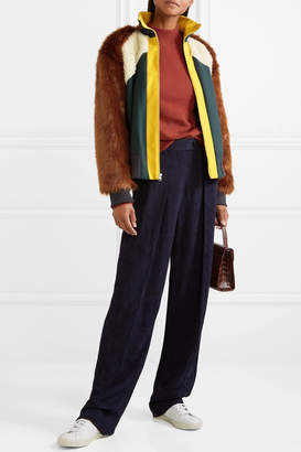 Sea Color-block Jersey, Faux Fur And Faux-shearling Track Jacket
