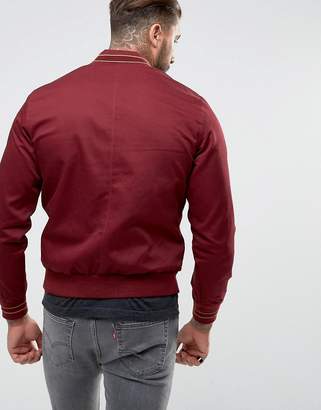 Fred Perry Tipped Bomber Jacket In Red