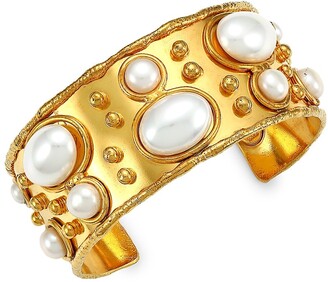 Sylvia Toledano Byzance 22K Goldplated & Pearl Cuff Bracelet