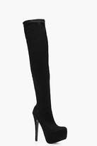 Thumbnail for your product : boohoo Womens Alisha Concealed Platform Over the Knee Boots in Black size 6