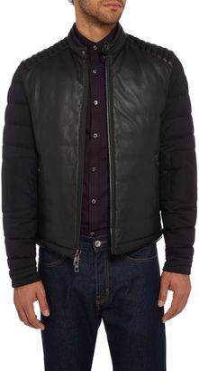 Michael Kors Men's Leather contrast arms biker jacket