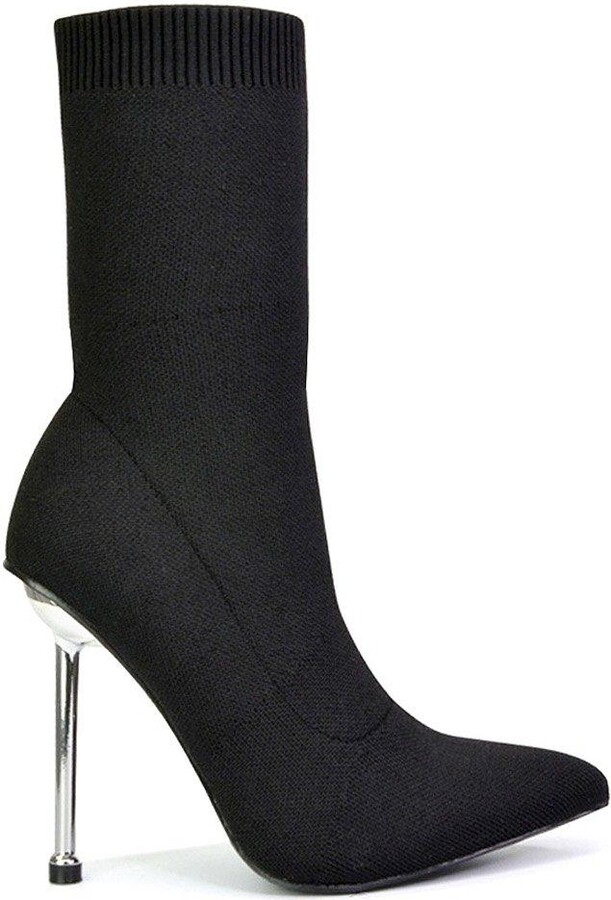 XY London 'Raya' Metallic Stiletto Heel Sock Ankle Boots ShopStyle