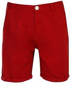 boohoo Mens Red Plain Chino Shorts