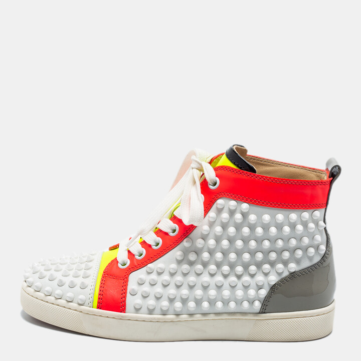 Christian Louboutin Beige Leather Louis Spike High Top Sneakers
