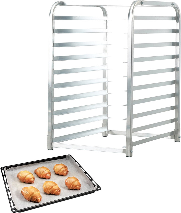 KFFKFF Bread Tray Stand, 10-Level Professional Baking Racks with Lockable Casters, Aluminium Storage Cart for Half & Full Sheets, Quick Rack for Domestic Kitchen, 26"L x 20.3"W x 39"H