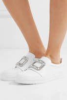 Thumbnail for your product : Roger Vivier Sneaky Viv Crystal-embellished Leather Slip-on Sneakers - White