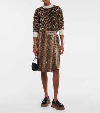 Ganni Leopard-print wool-blend sweater