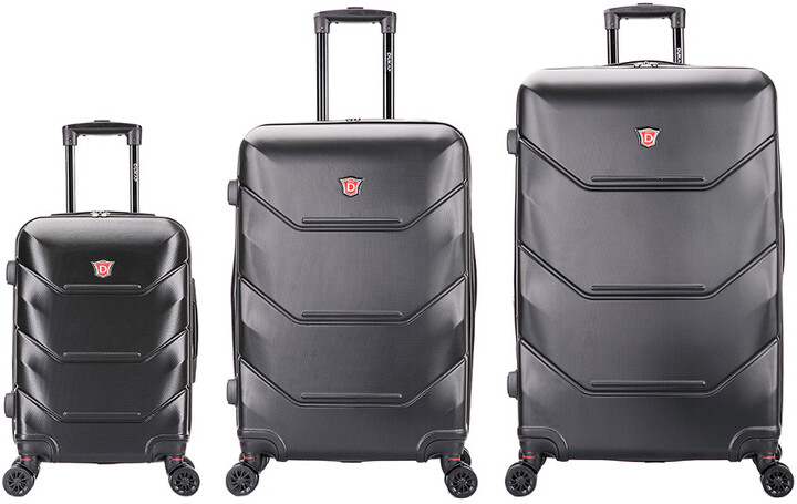HyBrid & Company Luggage Set Durable Lightweight Hard Case Spinner Suitcase LUG3-HD1603 Black 3 Pieces 