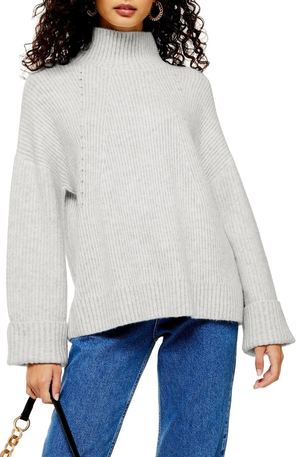 Topshop Supersoft Wide Sleeve Turtleneck Sweater - ShopStyle