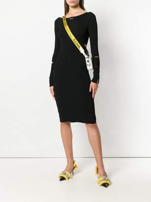 Off-White ribbed fitted dress