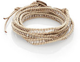 Thumbnail for your product : Chan Luu Clear Quartz, Crystal, Sterling Silver & Leather Multi-Row Beaded Wrap Bracelet