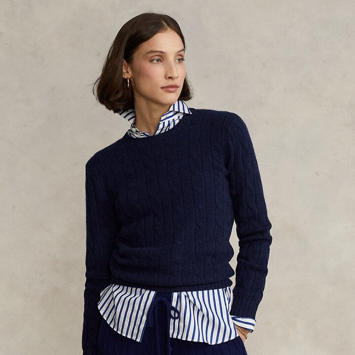 Womens Navy Cable Knit Sweater | Shop the world's largest 