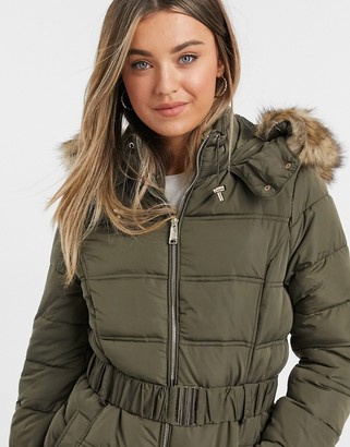 New Look fitted padded jacket in khaki