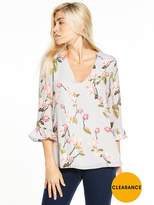 Thumbnail for your product : Wallis Waterlily Flute Sleeve Top - Grey
