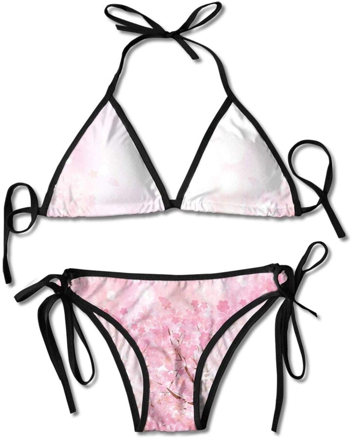Fuliya Ladie's Halter Swimwear Printed Two Piece Bikini Sets Sexy ...